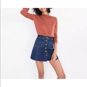 stretch madewell button up denim skirt size 0